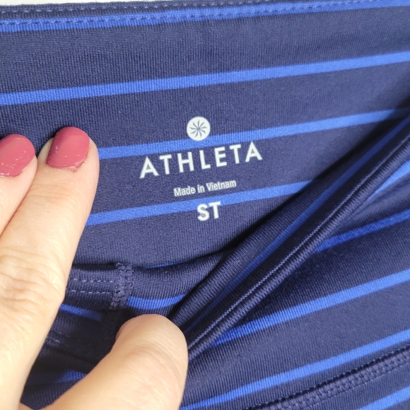 Athleta Blue Striped Active Leggings - Picture 3 of 4